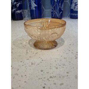 Jeannette Iris Herringbone Iridescent Peach Sherbet Depression Carnival Glass